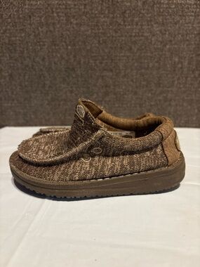 Hey Dude Wally Woven Loafers Toddlers Sz 8 Brown Tan Casual Slip On Lightweight